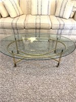 MCM Brass & Glass Oval Cocktail Table