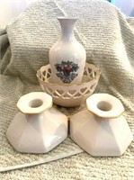 Lenox ~ Pair Candle Holders, Bowl, Vase