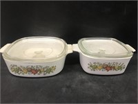 Two Corning Ware casserole dishes. One is 1.5L