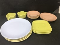 Vintage Maplex melamine plates, saucers, cups and
