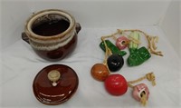 Ceramic Pot, and Strung Ceramic Vegetables