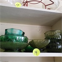 ASSORTED GREEN GLASSWARE