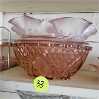 ASSORTED PINK DEPRESSION BOWLS