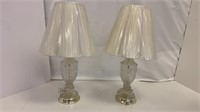 2 Crystal Lamps White Shades