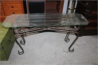 Bevel Glass Top Table Wrought Base