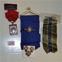 many assorted fraternal pins & Ribbons
