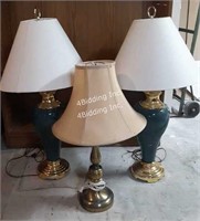 Green & Gold Tone Lamps + 1 Extra Lamp -B