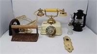 Vintage Telephone, Sad iron, oil lamps ++ -C
