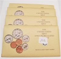 (4) 1990 Mint Sets