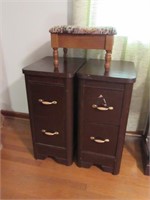 Pair of 2 Drawer Stands + Foot Stool