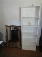 White Bookshelf + Mirror