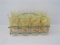 Vintage Wheat Glass Set w/Carrier