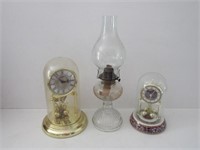 2 Anniversary Clocks + Oil Lamp