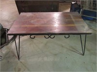 Metal Base Coffee Table w/Cedar Top