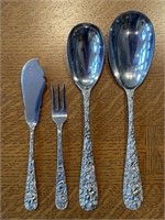 4 Piece Stieff Sterling Silver Repousse Serving