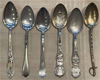 6 Souvenir Spoons From Summit Of Pikes Peak,