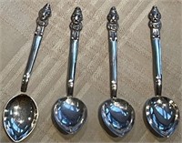 4 Silver Hors D Oeuvres Spoons