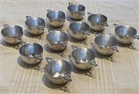 12 Hammered Silver After Dinner Cups