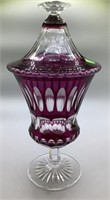 Amethyst Stemmed Covered Compote 15 Inch