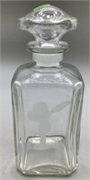 Etched Glass Decanter 9 Inch
