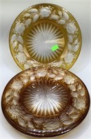 4 Amberina Hand Cut Glass Plates 8 Inch
