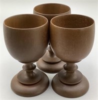 3 Wooden Goblets 5 Inch