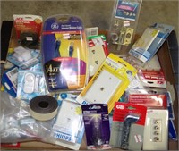 Box Lot of New Electrical & Hardware Supplies