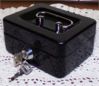 Personal Black Metal Lock Box with 2 Keys