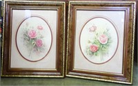 Floral Prints of Roses Behind Glass