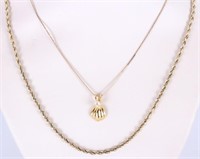 10K YELLOW GOLD CHAINS & PENDANT - 11.5 GRAMS