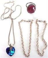 STERLING SILVER & CRYSTAL JEWELRY COLLECTION (4)