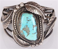 VINTAGE NAVAJO STERLING SILVER & TURQUOISE CUFF