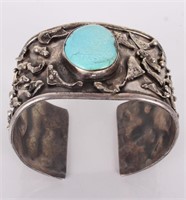 VINTAGE NAVAJO TURQUOISE & STERLING SILVER CUFF