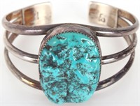 VINTAGE NAVAJO STERLING TURQUOISE CUFF