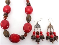PAIGE WALLACE SILVER & RED CORAL JEWELRY SET