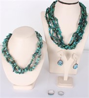 VINTAGE NAVAJO STERLING & TURQUOISE JEWELRY SET -5
