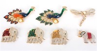 LARGE BROOCHES COSTUME JEWELRY - LOT OF 7