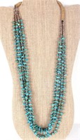 5-LAYERED TURQUOISE CHIP STONE NAVAJO NECKLACE
