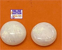 Matched Cabochon Flat back White Opals 8mm Each