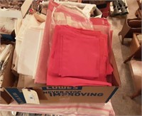 Box of Table Cloths and Cloth Napkins.