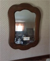 Antique Oak Framed Mirror.