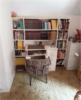 Bookcase w/Books & Magazines, Desk, Chair and