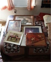 Collection of pictures and frames.