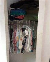 Contents of a Closet: Clothes, men's and women's.