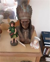 Native American Bust and (2) Figurines.