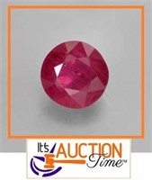 Bright Red Ruby Round Diamond Cut Sapphire