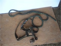 Nylon halter with cotton rope lead shank