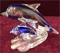 Figural Dolphins Art Glass