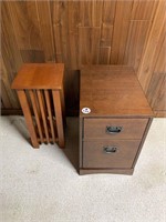 2 Drawer Wooden Filing Cabinet & Plant Stand