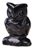 Natural Carved Obsidian Owl Ornament